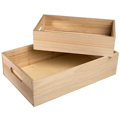 Caisse en bois avec poignées 33 x 21 x 8,5 cm - Paniers bois, Caisses bois-3