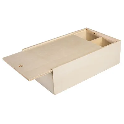 Coffret bois avec couvercle coulissant - 2 bouteilles - 20,8 x 33,5 cm - Coffrets pour bouteilles de vin, Boîtes pour bouteilles de vin-3