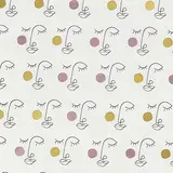 Papier cadeau métallisé blanc motif visage 70 cm x 50 m 74 g/m² – le rouleau - Papiers cadeaux à effets