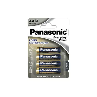 Pack 4 Piles alcalines AA LR6 Panasonic Everyday Power 1,5V 3,4A - Piles