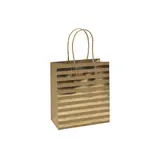 Sac cadeau kraft à rayures dorées poignées torsadées 15x8x17 cm – Paquet de 20 - Sacs kraft à motifs