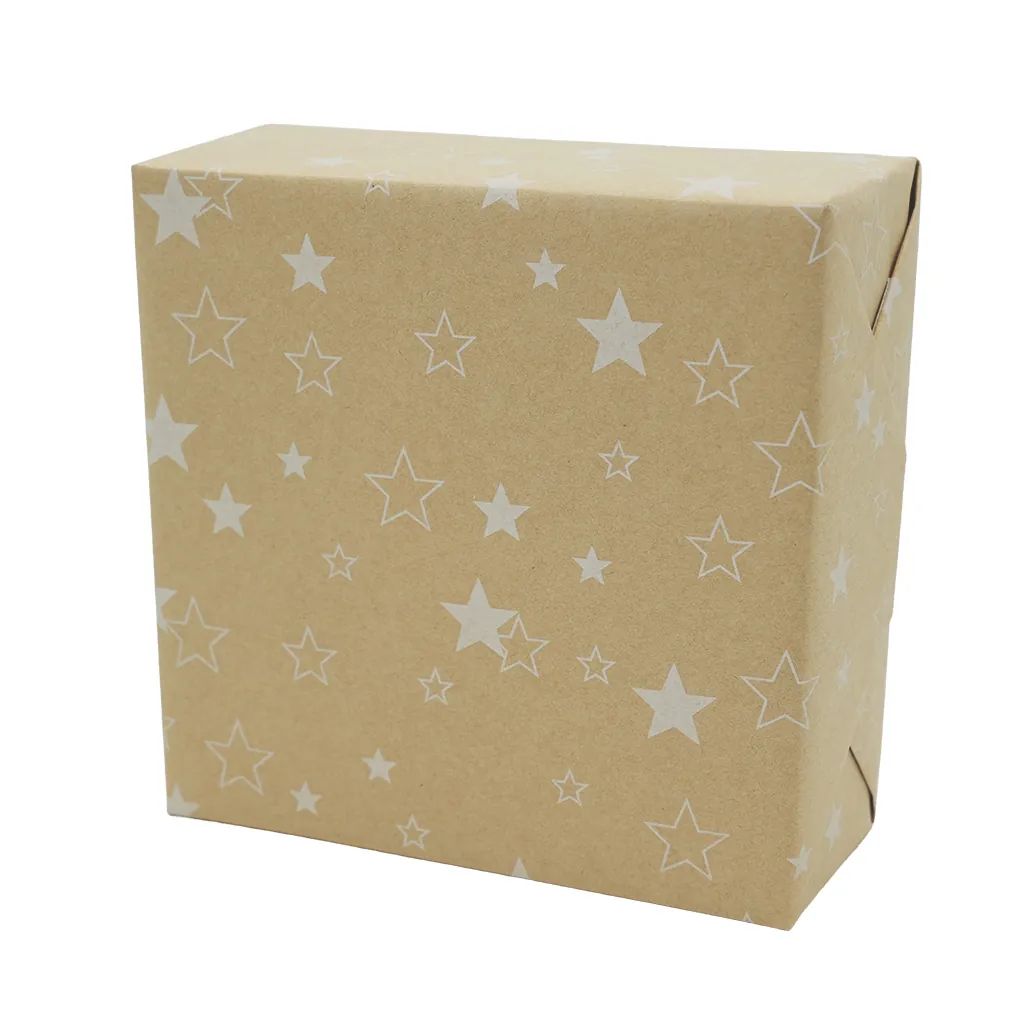 Papier cadeau kraft brun étoiles blanches 70 cm x 50 m 80 g/m² – Le rouleau - Papiers cadeaux kraft à motifs-2