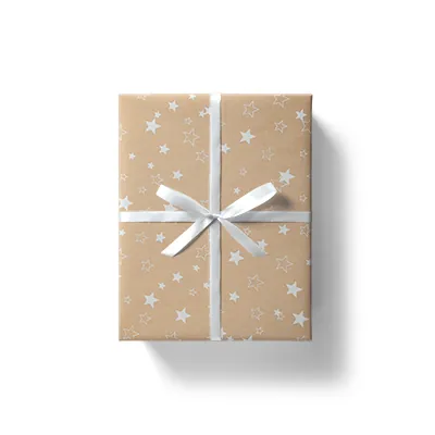 Papier cadeau kraft brun étoiles blanches 70 cm x 50 m 80 g/m² – Le rouleau - Papiers cadeaux kraft à motifs-3