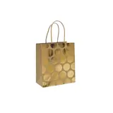 Sac cadeau kraft à pois dorés poignées torsadées 15x8x17 cm – Paquet de 20 - Sacs kraft à motifs