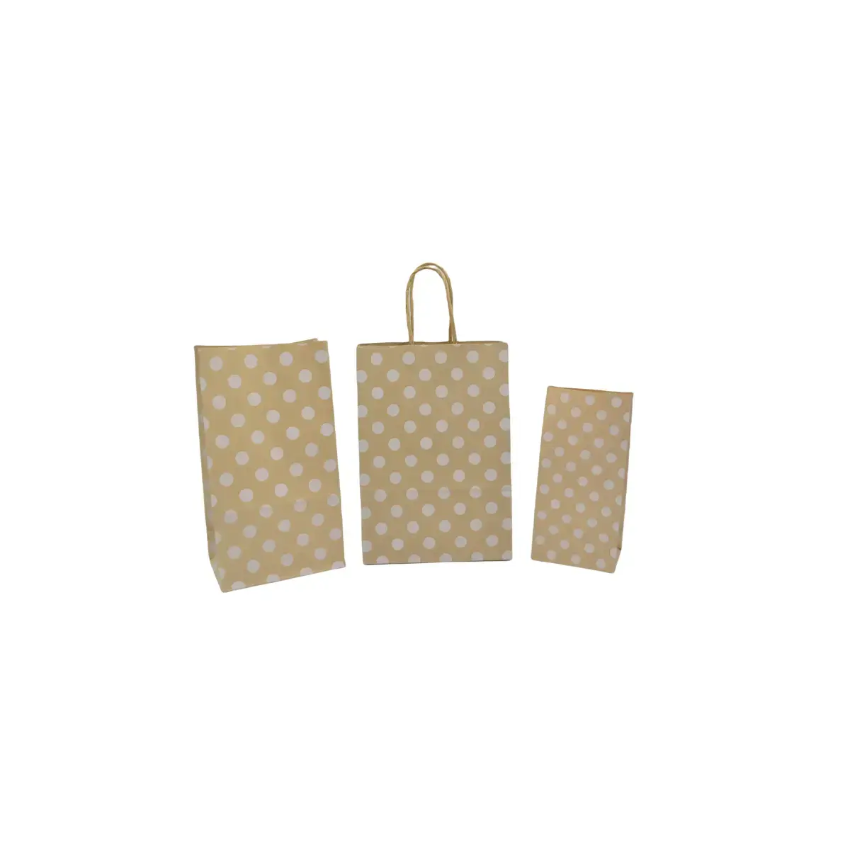 Sac SOS kraft brun à pois blancs 13+8x24cm 70g/m² – Paquet de 250 - Pochettes SOS kraft-2