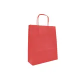 Sac kraft rouge poignées torsadées 24x12x31cm – Paquet de 50