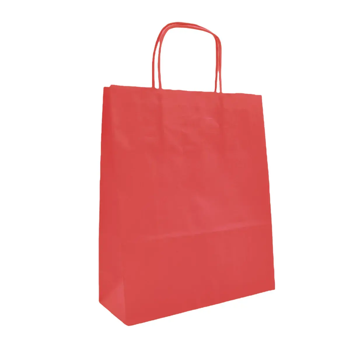 Sac kraft rouge poignées torsadées 35x14x44cm – Paquet de 50 - Sacs kraft couleur poignées torsadées