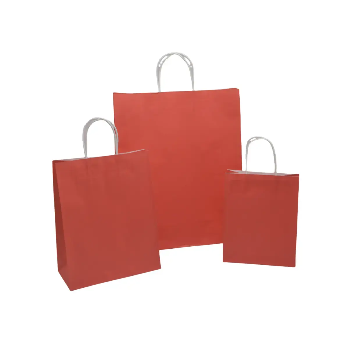 Sac kraft rouge poignées torsadées 35x14x44cm – Paquet de 50 - Sacs kraft couleur poignées torsadées-2