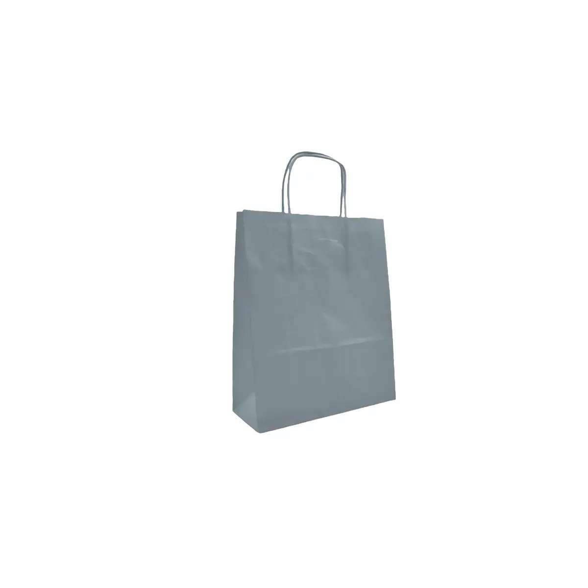 Sac kraft gris poignées torsadées 19x8x24cm – Paquet de 50 - Sacs kraft couleur poignées torsadées