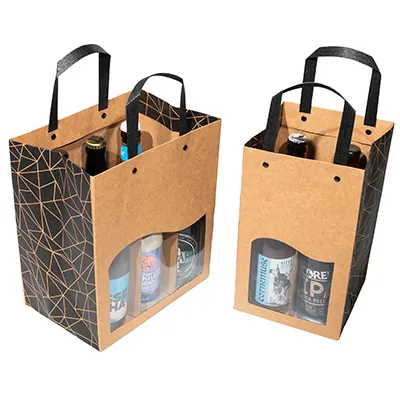 Sac kraft pour 4 bouteilles de bière 25 à 33 cl 15 + 15 x 26 cm, paquet de 10 - Mètres de bières, Emballages pour bouteilles de bières-6