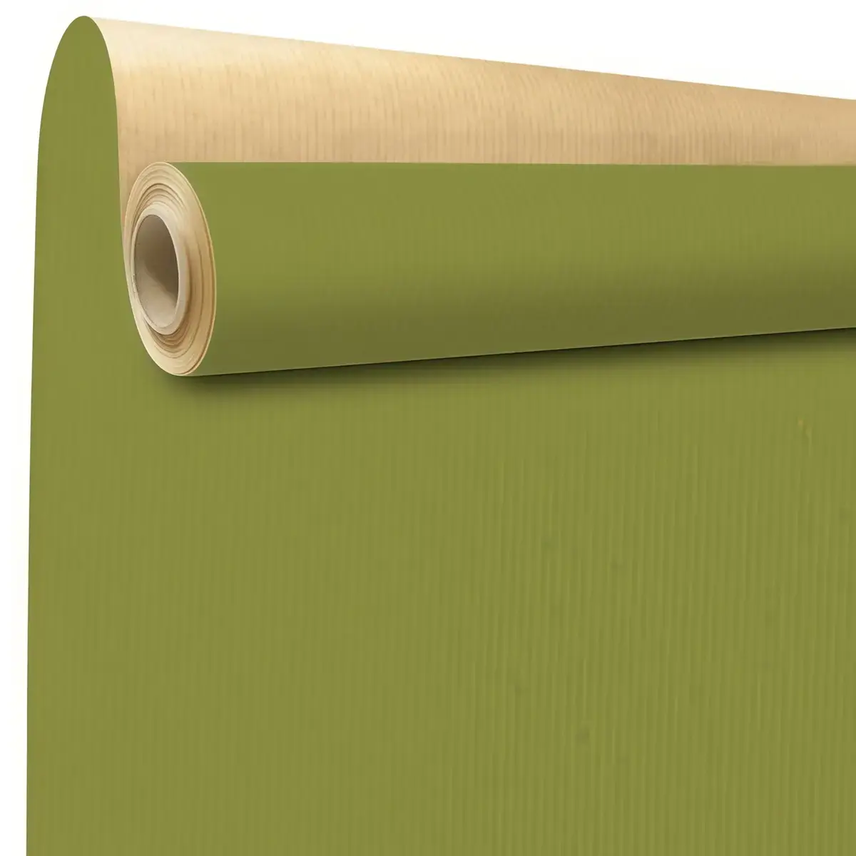 Papier cadeau kraft vergé vert olive uni 70 cm x 100 m 60 g/m² – le rouleau - Papiers cadeaux unis-2