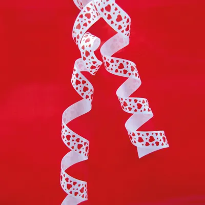 Bolduc blanc coeurs rouges Malo 10 mm x 225 m - Ruban cadeau - Bolducs imprimés et à motifs-2