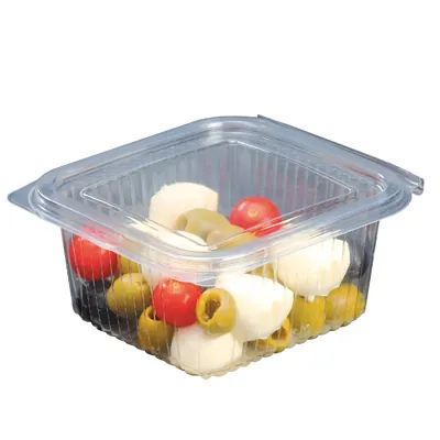 Barquette avec couvercle charnière 375 ml 12,7 x 11,5 x 5,5 cm - Barquette plastique - Lot de 50 - Barquettes plastique-3