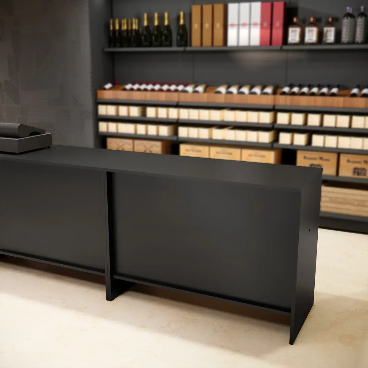 Comptoir d'accueil noir mat 88 x 120 x 52 cm - Comptoirs One-3