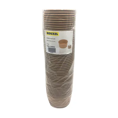 Saladier carton rond brun 1L ø 15 x 7,5 cm - Bol kraft - Bol salade - Lot de 50 - Boîtes salade, Bols salade-2