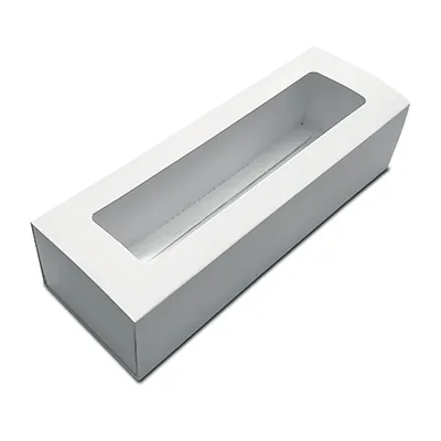 Boîte macarons blanche carton avec fenêtre 20,5 x 7 x 5,3 cm – 8 macarons - Coffret macarons - Lot de 25 - Boîtes macarons-2