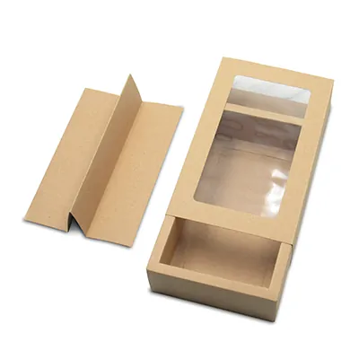 Boîte macarons kraft brun avec fenêtre 21 x 12,5 x 5 cm – 16 macarons - Coffret macarons - Lot de 25 - Boîtes macarons-2