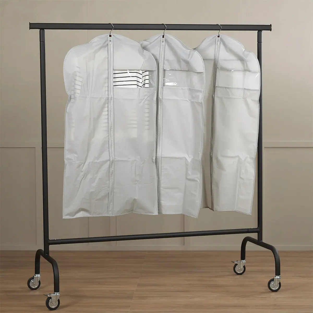 Housse vêtement en PEVA 60 x 110 cm Gris clair - Housse de protection vêtement - Lot de 5 - Housses à vêtements-5