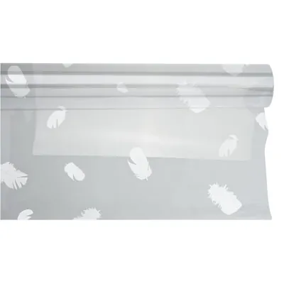 Film fleuriste - Film polypropylène plumes blanches 80 cm x 120 m 35µ  - Films polypropylène à motifs