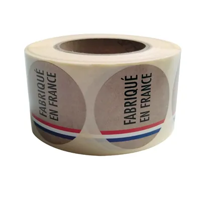 Étiquette adhésive kraft ronde “Fabriqué en France” ø35 mm certifiée FSC – boîte de 500 - Étiquettes cadeaux adhésives-2
