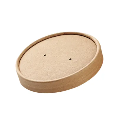 Couvercle carton pour pot à soupe ø 97 x H 17 mm - Couvercle pour pot carton - Brun - Lot de 25 - Bols et pots en carton et kraft