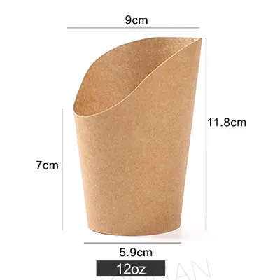 Pot wrap carton 350 ml 11,8 x 9 cm - Etui wrap - Gobelet snack - Brun - Lot de 50 - Emballage snacking-2