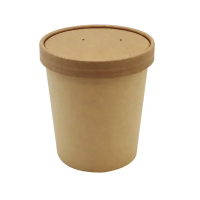 Couvercle carton pour pot à soupe ø 97 x H 17 mm - Couvercle pour pot carton - Brun - Lot de 25 - Pots à soupe, Boîtes à pâtes-2