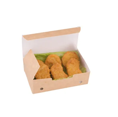 Boîte nuggets 14,5 x 9 x 4,5 cm - Boîte kraft 9 -10 nuggets - Boîte à emporter carton - Lot de 50 - Boites snacking