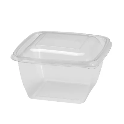 Barquette sans couvercle 500 ml 12,5 x 12,5 x 6,6 cm - Barquette plastique - Lot de 50 - Saladiers-3