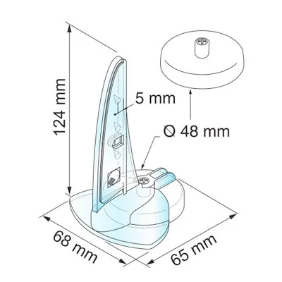Stop-rayon aimanté pied Shark 12,4 cm - Base magnétique stop-rayon - Transparent – Paquet de 5 - Stop Rayon-3