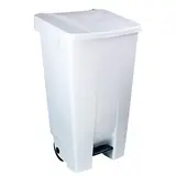Poubelle à pédale 80 L plastique - Blanc avec couvercle blanc