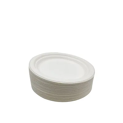 Assiette jetable ronde en fibre végétale biodégradable ø 17,2 cm - Blanc - Lot de 50 - Vaisselle biodégradable et compostable
