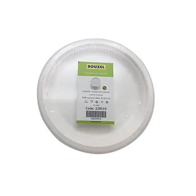 Assiette jetable ronde en fibre végétale biodégradable ø 22,5 cm - Blanc - Lot de 50 - Vaisselle biodégradable et compostable-2