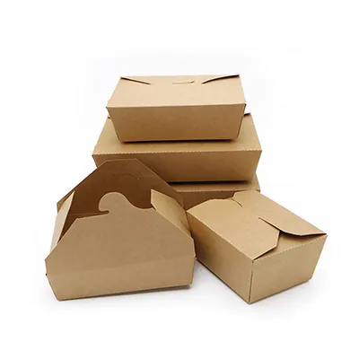 Boîte repas carton kraft 800 ml 13,2 x 10,4 x 6,4 cm - Lunchbox carton - Lot de 50 - Boîtes repas jetables, Plateaux compartimentés-2