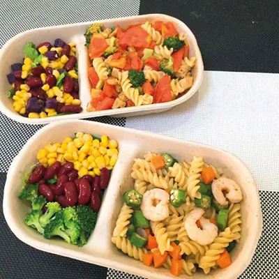 Boîte repas 2 compartiments 1000 ml fibre végétale - Lunch box 2 compartiments - Lot de 50 - Boîtes repas jetables, Plateaux compartimentés-2