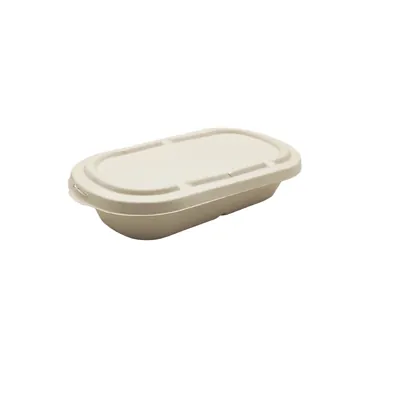 Couvercle pour boîte repas 24 x 13,5 x 1,1 cm fibre végétale - Lot de 50 - Boîtes repas jetables, Plateaux compartimentés-2