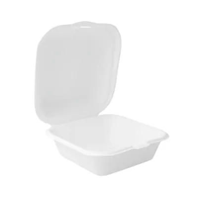 Boîte burger 15,5 x 15 x 8,2 cm fibre végétale - Boîte à hamburger - Blanc - Lot de 50 - Boites snacking