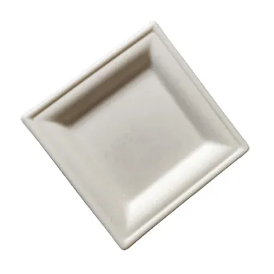 Assiette jetable carrée en fibre végétale biodégradable 26 x 26 x 1,79 cm - Blanc - Lot de 50 - Vaisselle biodégradable et compostable