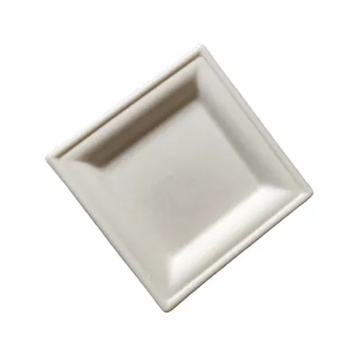 Assiette jetable carrée en fibre végétale biodégradable 20 x 20 x 2,05 cm - Blanc - Lot de 50 - Vaisselle biodégradable et compostable