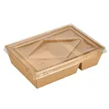 Boîte salade avec couvercle fenêtre 900 ml 17 x 13,5 x 4,5 cm carton kraft - Boîte salade à emporter - Lot de 50 - Boîtes repas jetables, Plateaux compartimentés