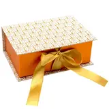 Boîtes kraft Art déco avec couvercle à rabat - blanc / cuivre - 16 x 11 x H 6 cm - Boîtes cadeaux Noël