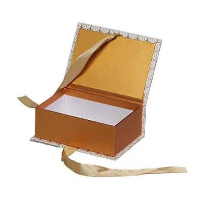 Boîtes kraft Art déco avec couvercle à rabat - blanc / cuivre - 16 x 11 x H 6 cm - Boites cadeaux carton pliables-2