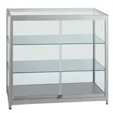 Vitrine comptoir aluminium et verre trempé 2 tablettes 90 x 50 x 94 cm - Vitrine d’exposition - Vitrines Verre & Aluminium