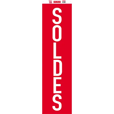 Affiche Soldes verticale rouge / blanc 40 x 154 cm - Affiche Soldes magasin - Affiches Soldes, Panneau soldes