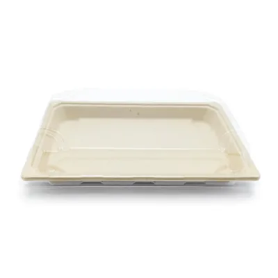 Boîte sushis avec couvercle transparent 23 x 14 x 4,8 cm fibre végétale - Plat sushis - Sushis box - Lot de 50 - Boîtes salade, Bols salade