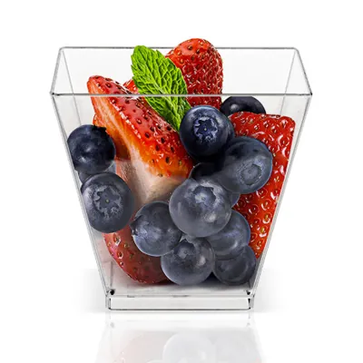Verrine carrée plastique 58 ml 5 x 5 x 4,5 cm - Verrine pyrmaide - Verrine transparente - Lot de 50 - Verrines-2