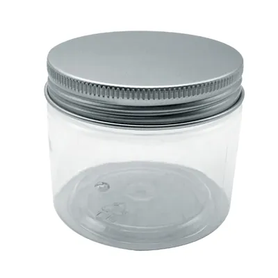 Pot à vis PET transparent avec couvercle aluminium 150 ml, paquet de 6 - Bouteilles et pots cylindriques