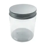 Pot à vis PET transparent avec couvercle aluminium 250 ml, paquet de 6 - Bouteilles et pots cylindriques
