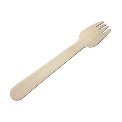 Fourchette en bois 16 cm - Couvert en bois - Paquet de 100 - Couverts jetables, Couverts bois