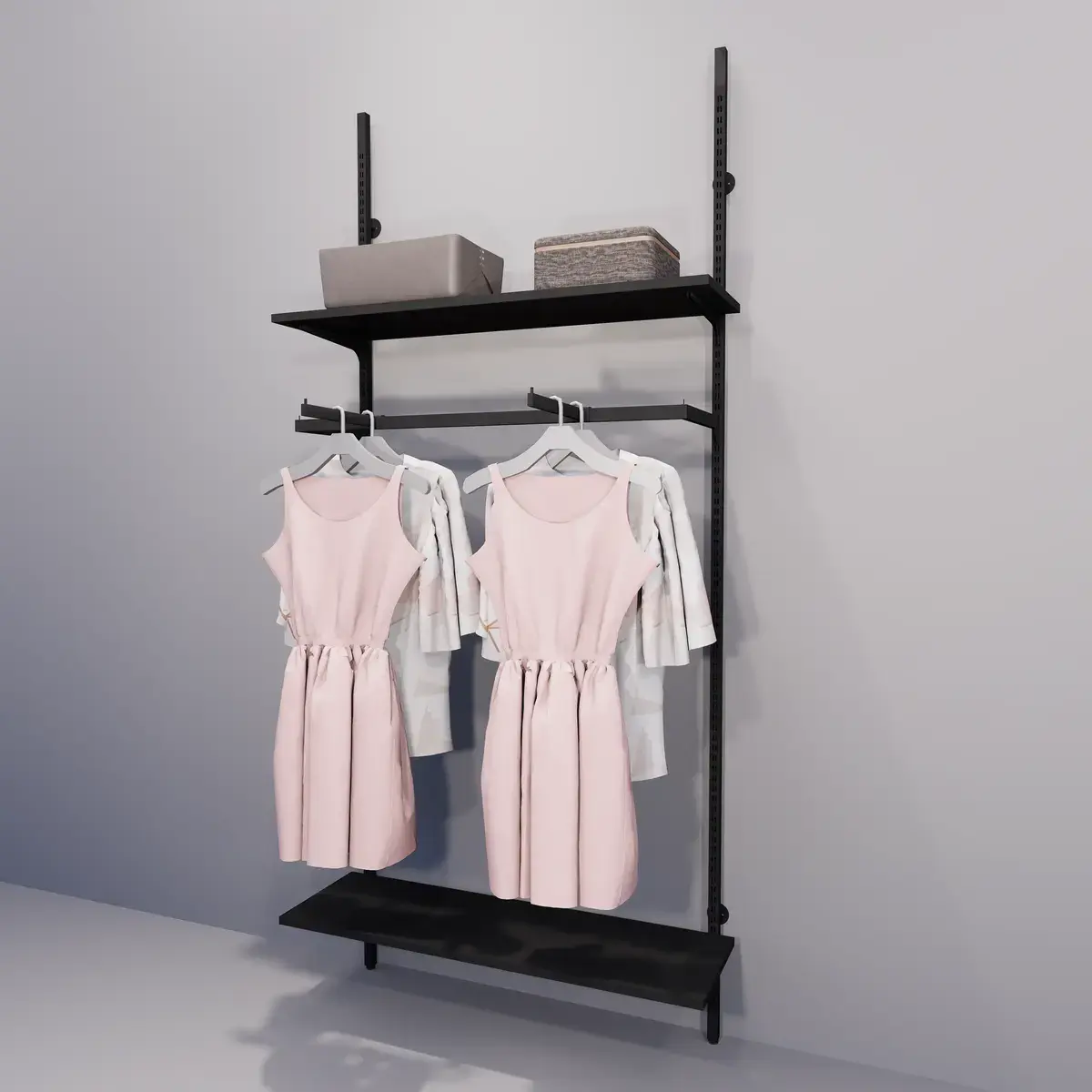 Consoles droites pour tablettes bois ou verre - Ligne Square 25 noir-3